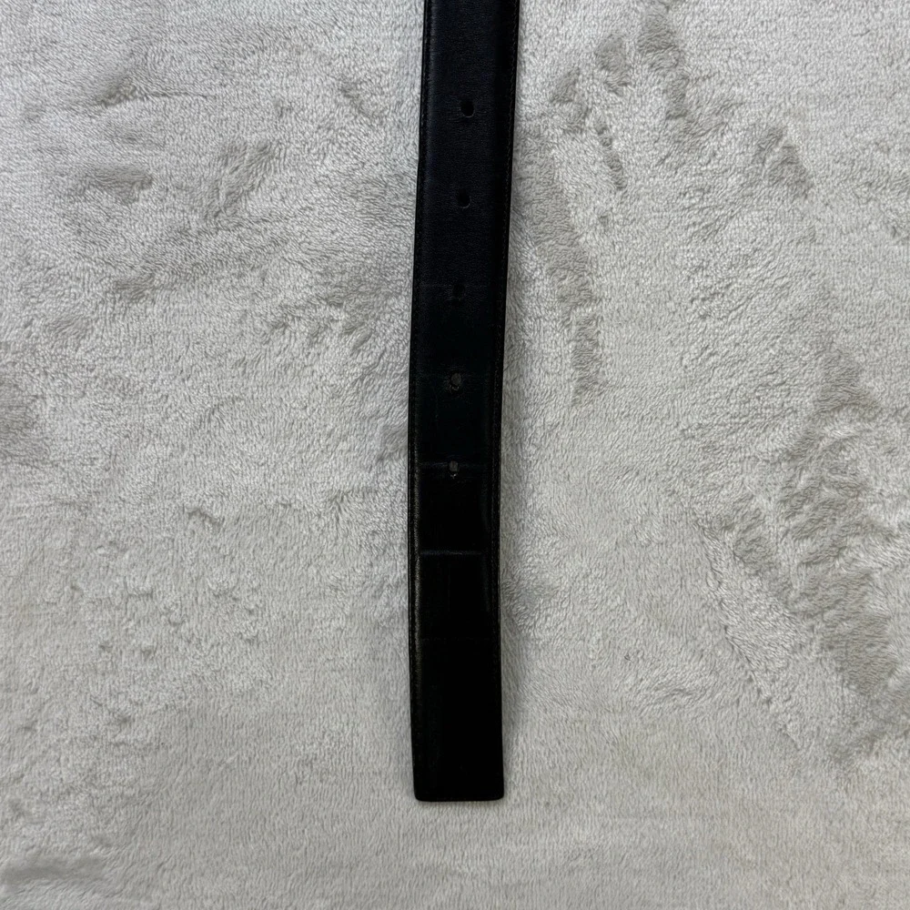 Coach Black Leather Plaque Buckle Dress Belt 32 Men's Made in Italy